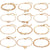 12 Pcs Gold Handmade Adjustable Chain Charm Bracelet Set