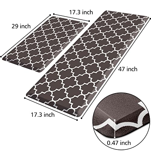 [2 PCS] Cushioned Anti-Fatigue Kitchen Rug, Waterproof Non-Slip