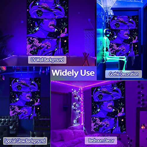 Cool Blacklight Uv Playboy Wall Tapestry for Trippy Bedroom Accessories (Purple, 36"x48")