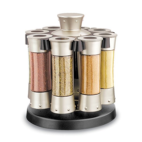 Auto-Measure Spice Carousel Professional Series, Includes 8 Spice Jars, Satin Finish