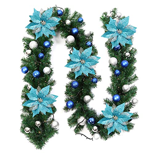 12Pcs Poinsettia Flowers Glitter Christmas Ornaments