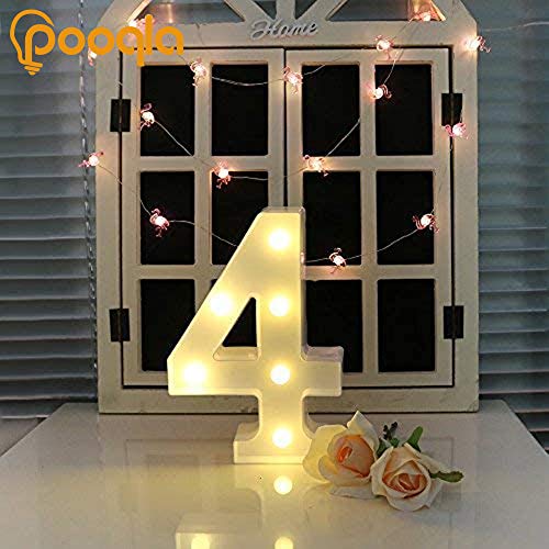 Decorative Led Light Up Numbers -White Plastic Marquee Numbers Battery Operated