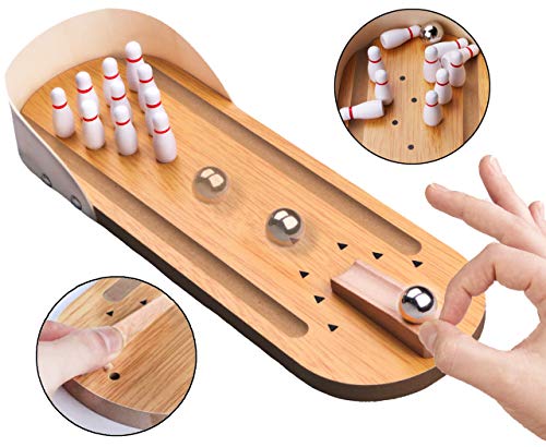 Table Top Wooden Mini Bowling Game Set