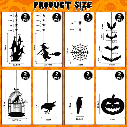 Hanging Ornaments PVC Waterproof Pumpkin Witch Haunted House Bat Spider Black Signs with Rope