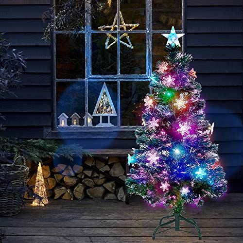 Pre-Lit Optical Fiber Christmas Artificial Tree w/ LED RGB Color Changing Lights