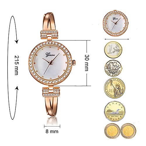 Elegant Rose Gold/Silver Watch & 3 Bracelets Set for Women