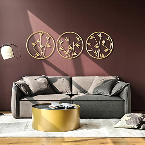 3 Sets Gold Metal Bamboo Leaf Wall Decoration, 17.7 Inch