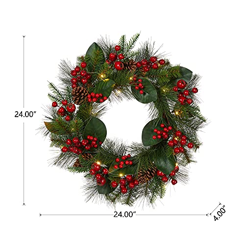 24 Inch Prelit Christmas Wreath Decoration