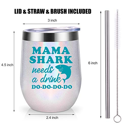 Wine Tumbler Mommy Shark Cup for Mothers Day/Birthday Gift