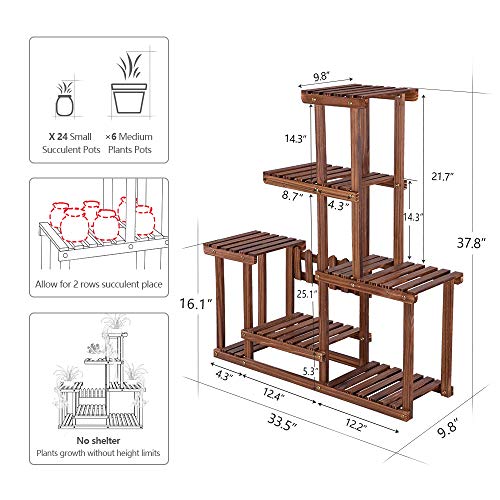 Wood Plant Stand Multi Tiered Corner Plant Shelf Holder