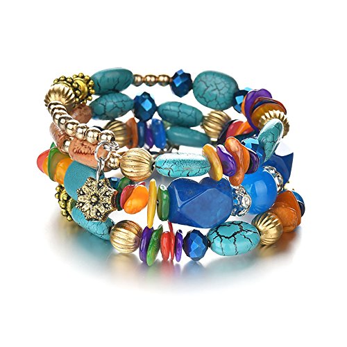 Boho Multilayer Irregular Agate Beads Charm Bracelets for Women