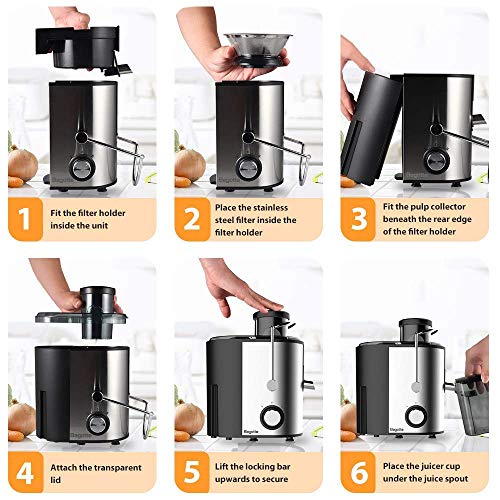 Fruit & Vegetable Juicer Compact Extractor Wide Mouth Centrifugal, BPA-Free