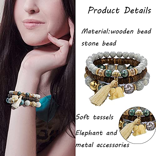 6 Sets Bohemian Stackable Bead Bracelets for Women Stretch