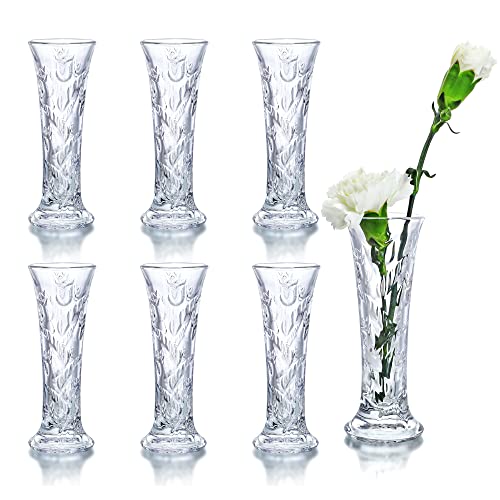 Glass Flower Vase, Small Clear Vase for Flowers, Clear Crystal Vases for Centerpieces, Bud Vases