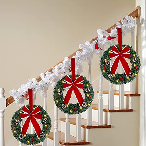 Set of 3 Lighted Christmas Wreath