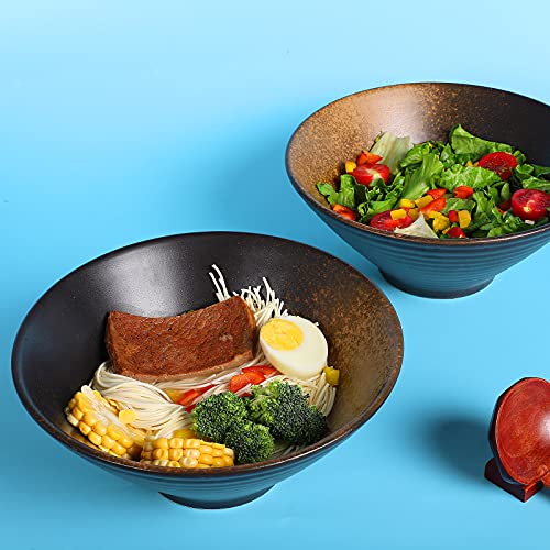 2 Sets Ceramic Japanese Ramen Bowl Set 60 Ounce, / Matching Spoons & C -  DANNY'S HOME GOODS