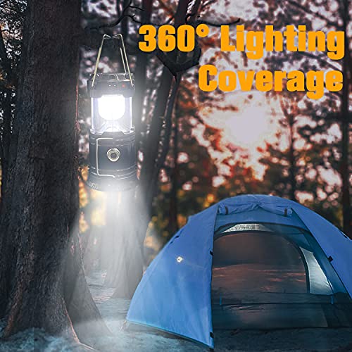 4 Packs Collapsible Solar Portable LED Camping Lantern Waterproof Solar USB Rechargeable