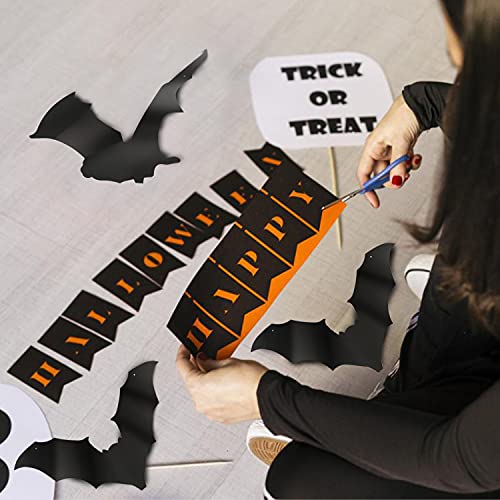 24pcs Halloween Black Large Hanging Bat Decoration Stickers for Halloween Party