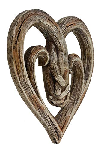 Heart Holding Hands Wall Decoration - Faux Wood Finish