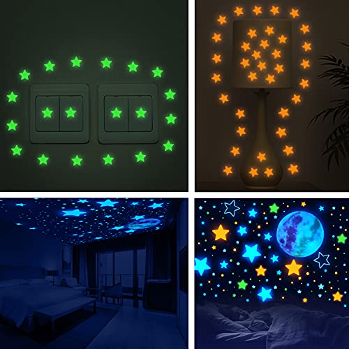 Glow in The Dark Stars and Moon for Ceiling 1449 Pieces