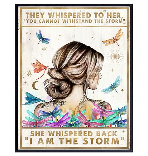 Motivational Boho Wall Art LARGE 11x14 - She Whispered Back I Am The Storm - Positive Quotes Wall Decor