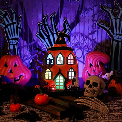 10.8 x 8.3 Inch Lighted Pumpkin Haunted House Halloween Decoration