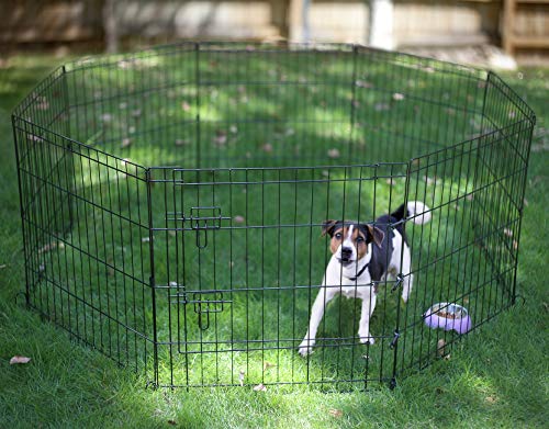 Dog/Cat Exercise Play Pen, Foldable Crate - 8 Panels 24 Inc