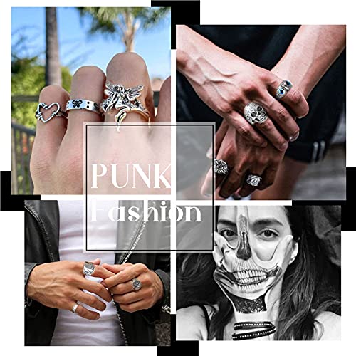 Vintage Silver Open Punk Rings for Men Women