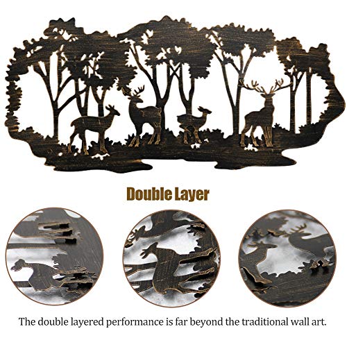 Metal Wall Art-Deer in the Forest 21 x 10 Inch