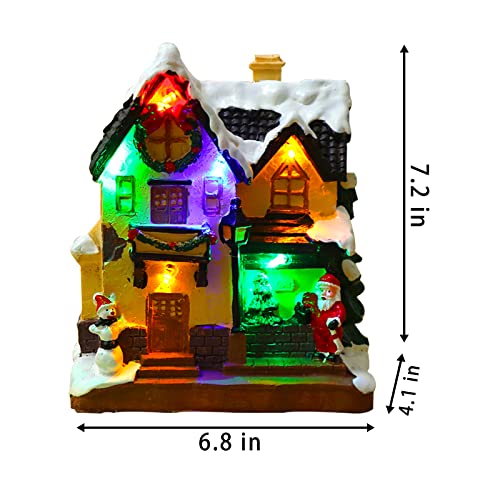 Christmas Village Houses, w/ Colored Lights Battery Operated