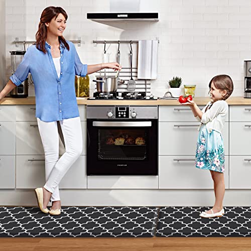 [2 PCS] Cushioned Anti-Fatigue Kitchen Rug, Waterproof Non-Slip