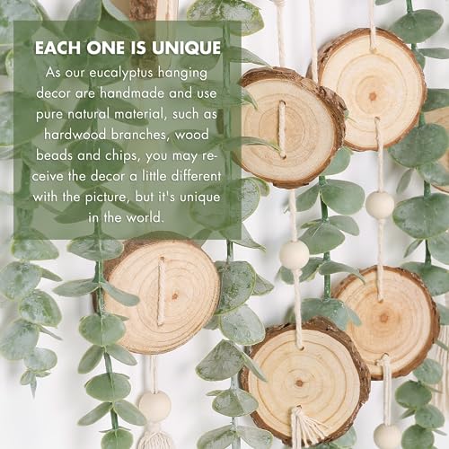 Bathroom Decor Artificial Eucalyptus Hanging Wall Decor - 22.7'' Fake Eucalyptus Greenery Leaves Stems Wall