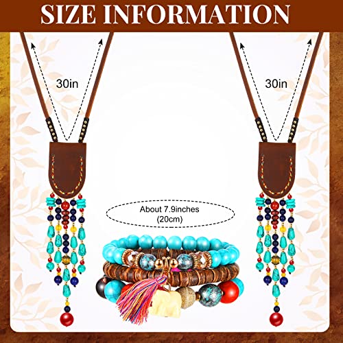 Beautiful 6 Pcs Boho Jewelry Set Vintage Dangle Earrings Beaded Bracelets Animal Tribe Beads Necklace for Women