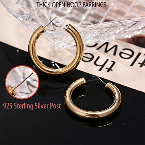 6 Pairs Gold Chunky Hoop Earrings Set for Women Hypoallergenic