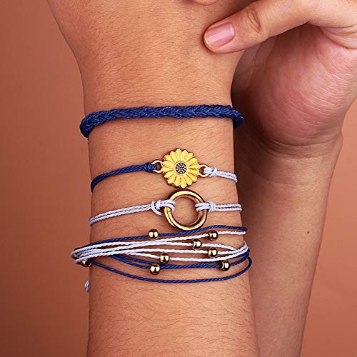 Sunflower String Bracelet Handmade Braided Rope Charms Boho Surfer Bracelet