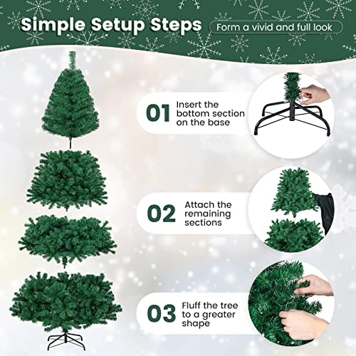 Artificial, Xmas Pine Easy Assembly, Christmas Tree with Solid Metal Legs, Idea for Indoor and Outdoor Holiday
