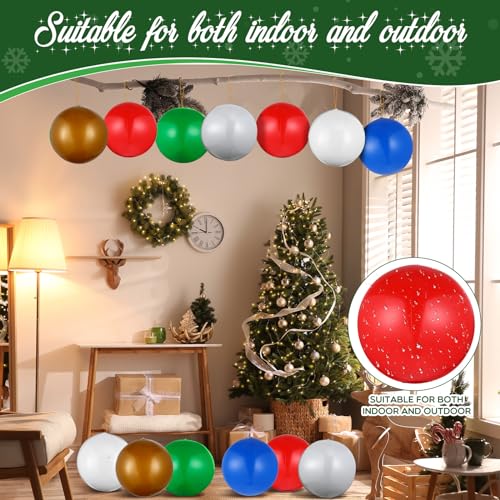 inflatable Christmas Balls Outdoor Christmas Decorations with Gold Hanging String Xmas Ornaments Balls