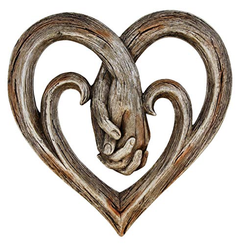 Heart Holding Hands Wall Decoration - Faux Wood Finish