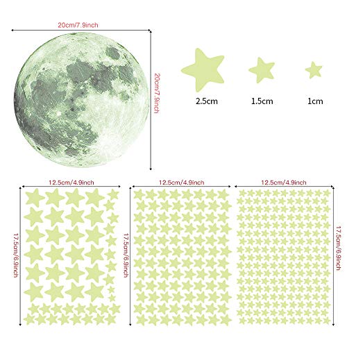 334pcs Glow in The Dark Stars & Moon Stickers