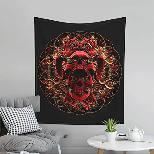 Skull Rose Floral Tapestry Wall Hanging for Home Bedroom Living Room Dorm Aesthetic