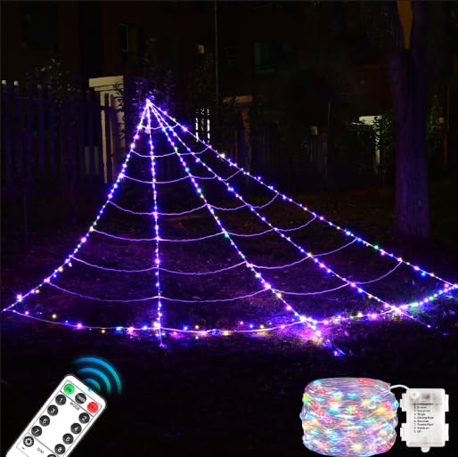 Spider Web Lights,  Giant Triangular LED Remote Control Multicolor Net Lights with 8 Light Modes