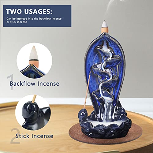 Backflow Incense Holder Burner w/ 120 Incense Cones & 30 Incense Sticks