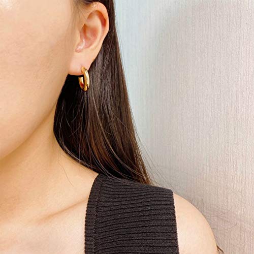 6 Pairs Gold Chunky Hoop Earrings Set for Women Hypoallergenic