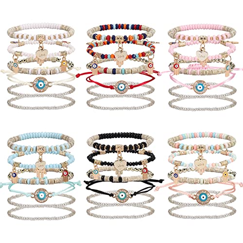 6 Set Bohemian Stretch Bracelets for Women