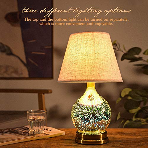 Modern Lamp w/ Unique Handmade 3D Effect Glass Base ,(E26 LED Bulb Included)