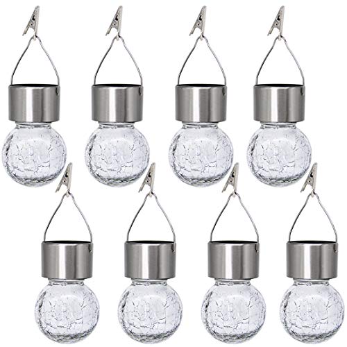 8 Pack Christmas Solar Hanging Ball Lights with Umbrella Clips