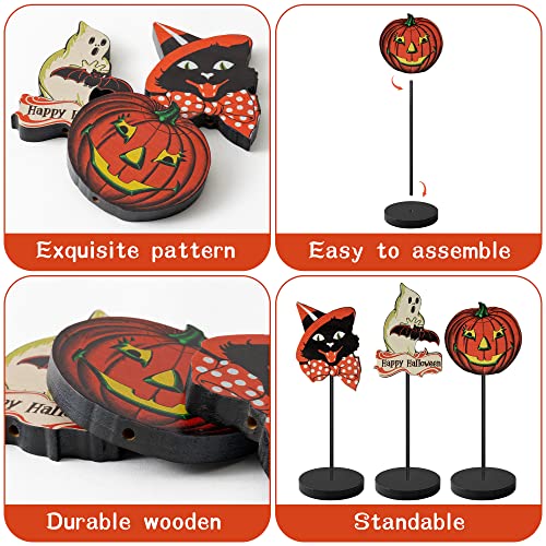 3Pcs Happy Halloween Wood Table Decoration