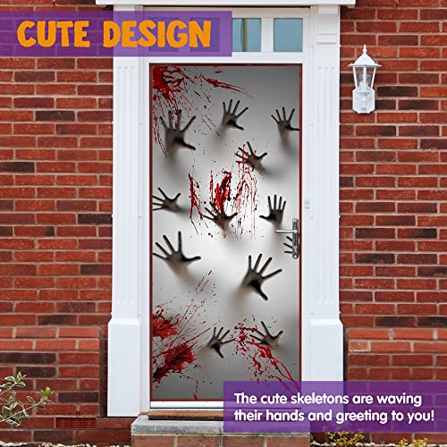 3D Design Scary Skeleton Door Cover for Halloween Skeleton Door, Window and Wall Cover