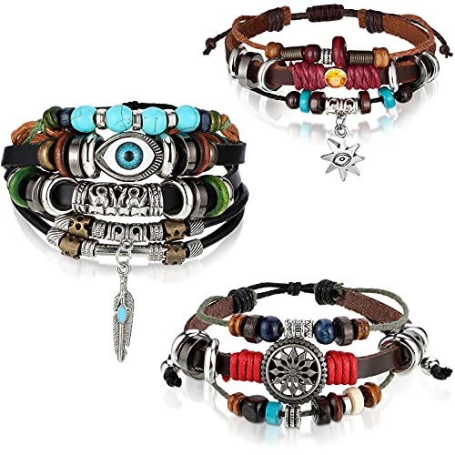 3 Pieces Womens Boho Beaded Bracelets