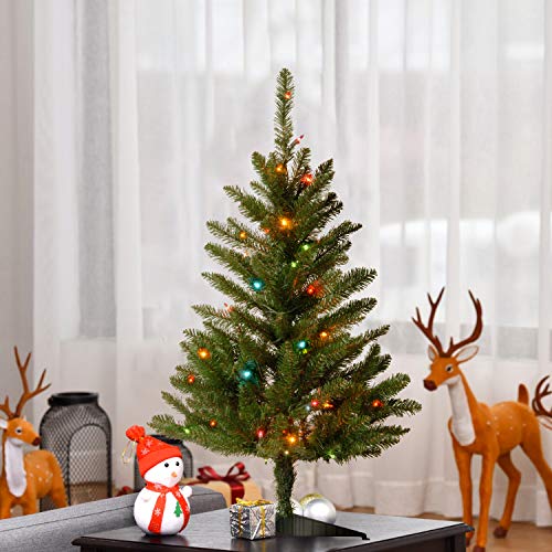 3 Feet Artificial Pre-Lit Mini Christmas Tree Decoration